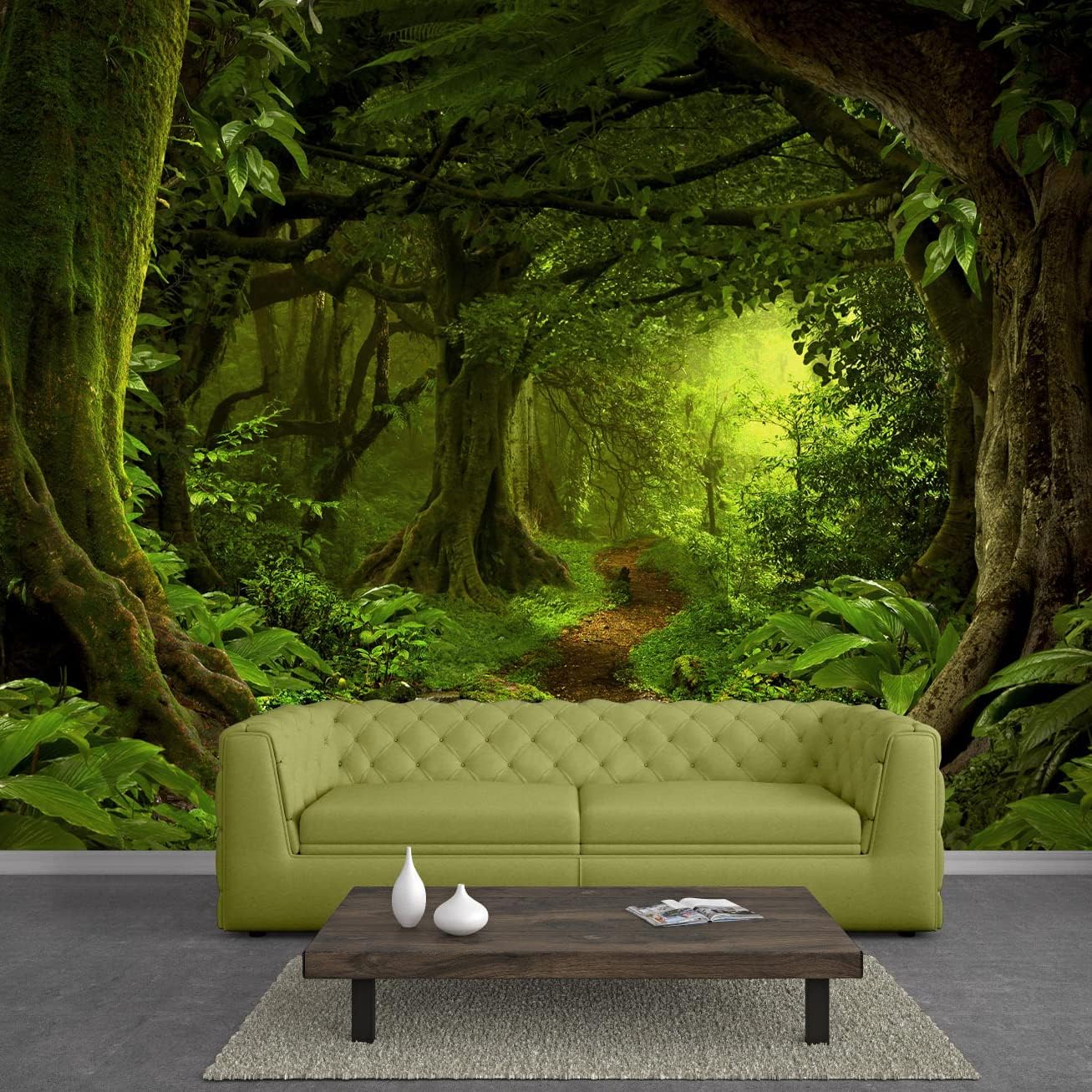Bormia Road Forest Wall Mural Tree Wallpaper Pictures Large Bedroom Mural 151"x105"