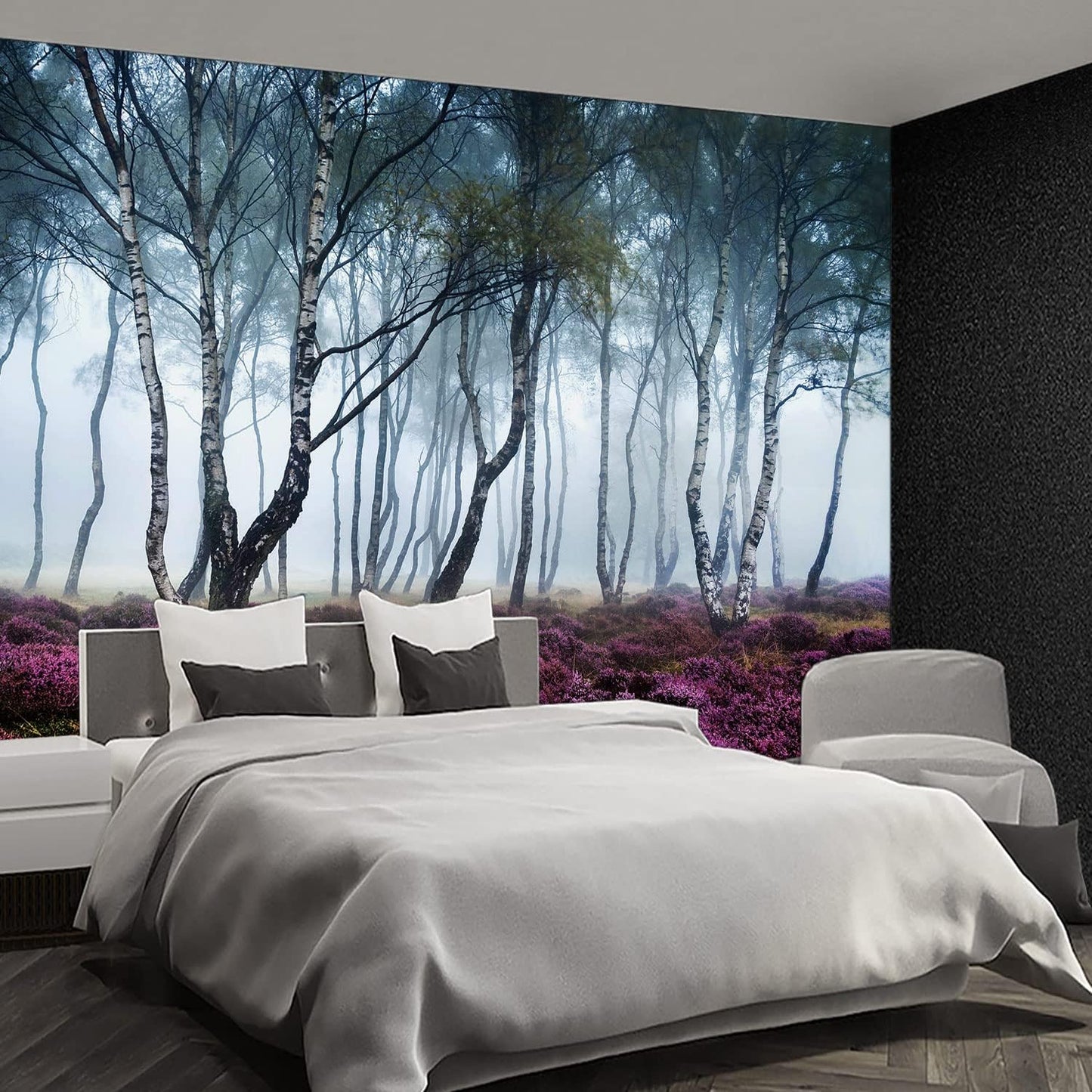 Nature Forest Tree Mural Woodland Landscape Backgrounds Cottage Jungle Wallpaper Extra Large Wall murals for Bedroom Living Room（not Peel and Stick）- 108“x 75"