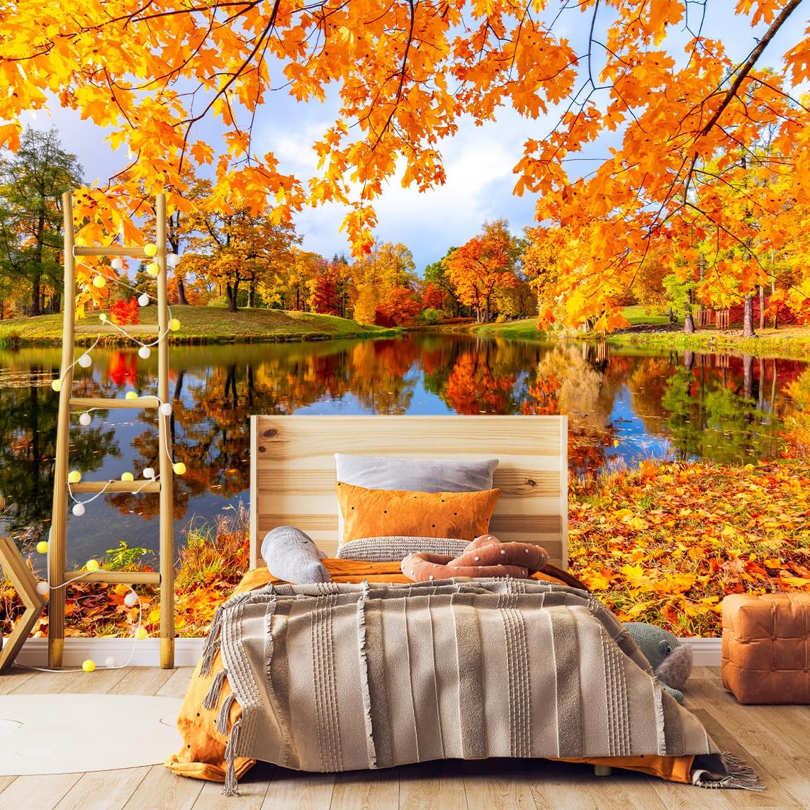 Floral Wallpaper Blue and White Peony Rose Mural Wallpaper for Bedroom Living Room Bathroom Office(Not Peel 'n Stick)