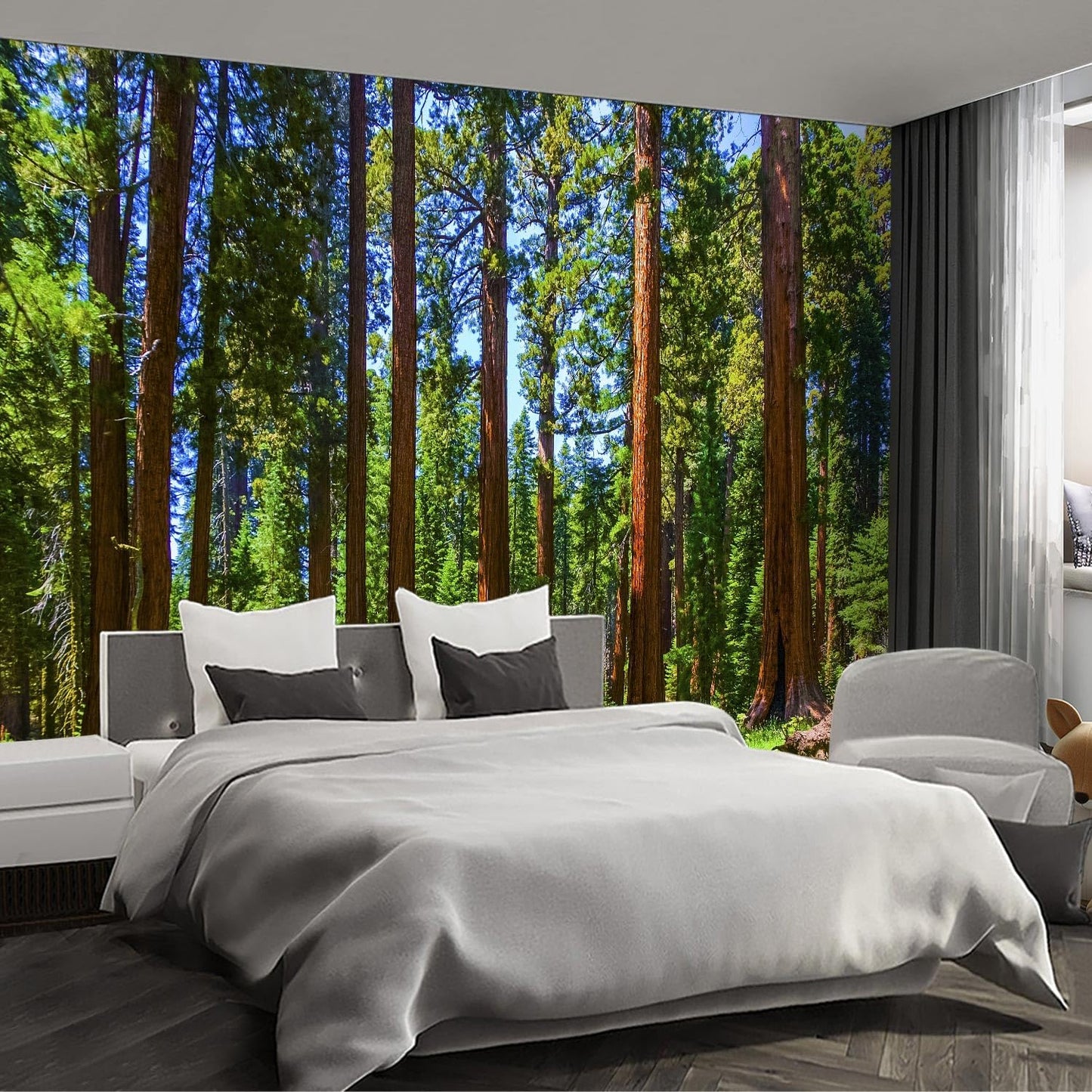 Nature Forest Tree Mural Woodland Landscape Backgrounds Cottage Jungle Wallpaper Extra Large Wall murals for Bedroom Living Room（not Peel and Stick）- 108“x 75"