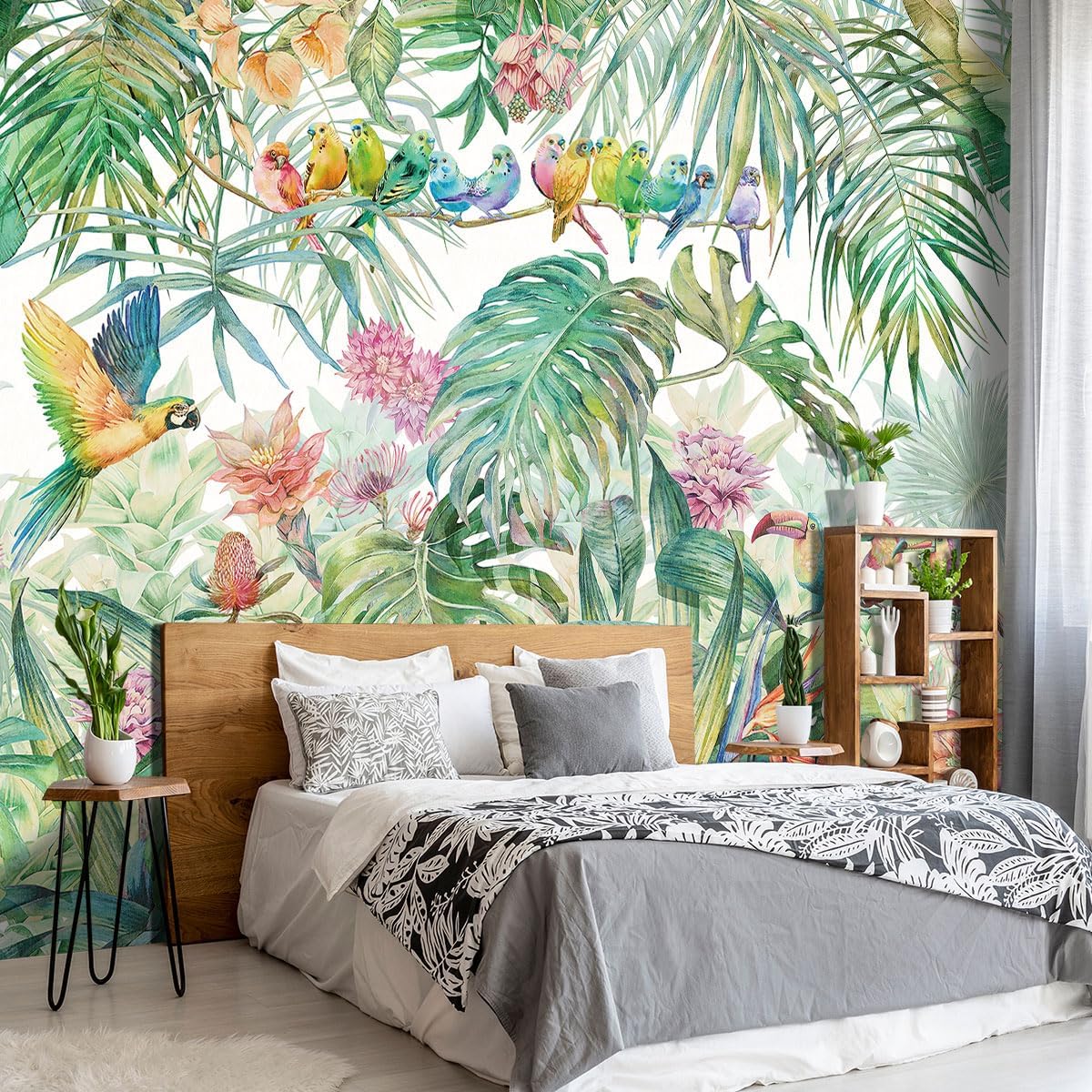 Golden Botanical Leaf wallpeper Living Room Bedroom Wall Mural - 137"x96"（Not Peel and Stick）