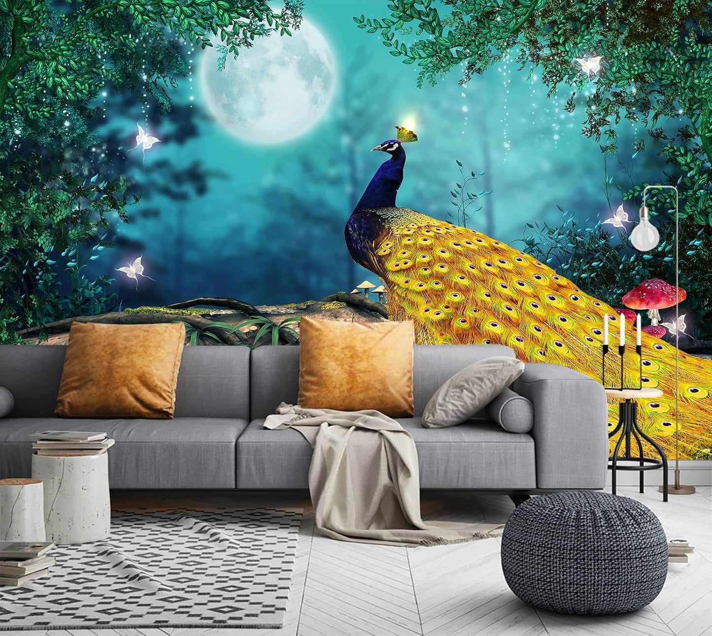 WFBHUA-Wall Mural Waterfall Green Nature Lake Landscape Wallpaper Decor for Bathroom Living Room Bedroom(Not Peel and Stick)