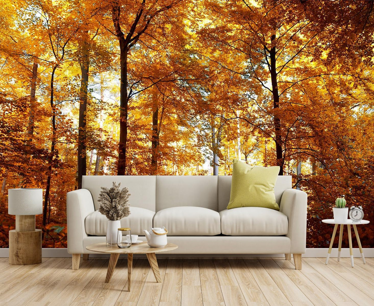 Hazy Forest Wall Mural, Abstract Nature Landscape Wallpaper, Background Wall Decoration Patterns（Non-self-Adhesive）