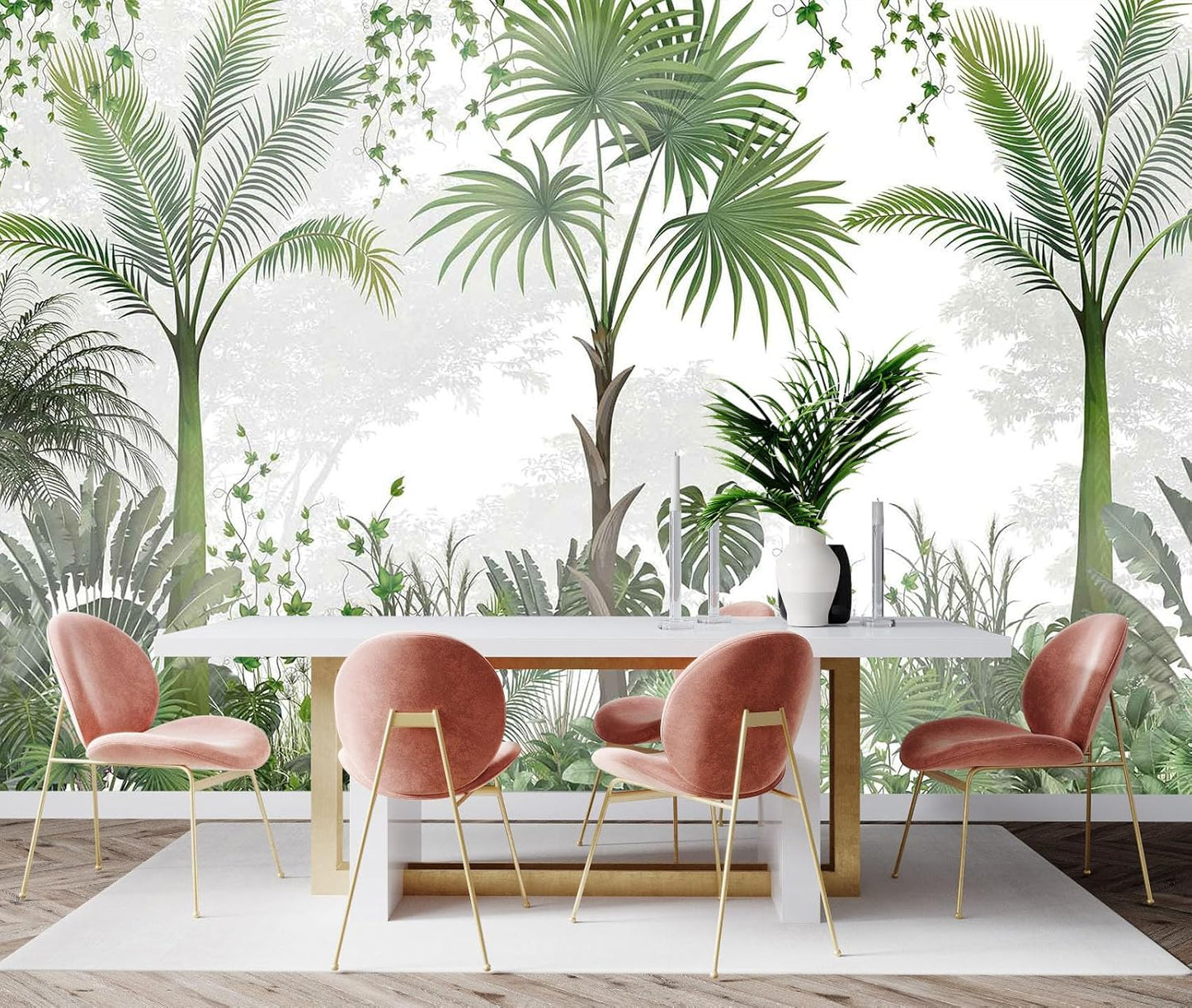 Hazy Forest Wall Mural, Abstract Nature Landscape Wallpaper, Background Wall Decoration Patterns（Non-self-Adhesive）