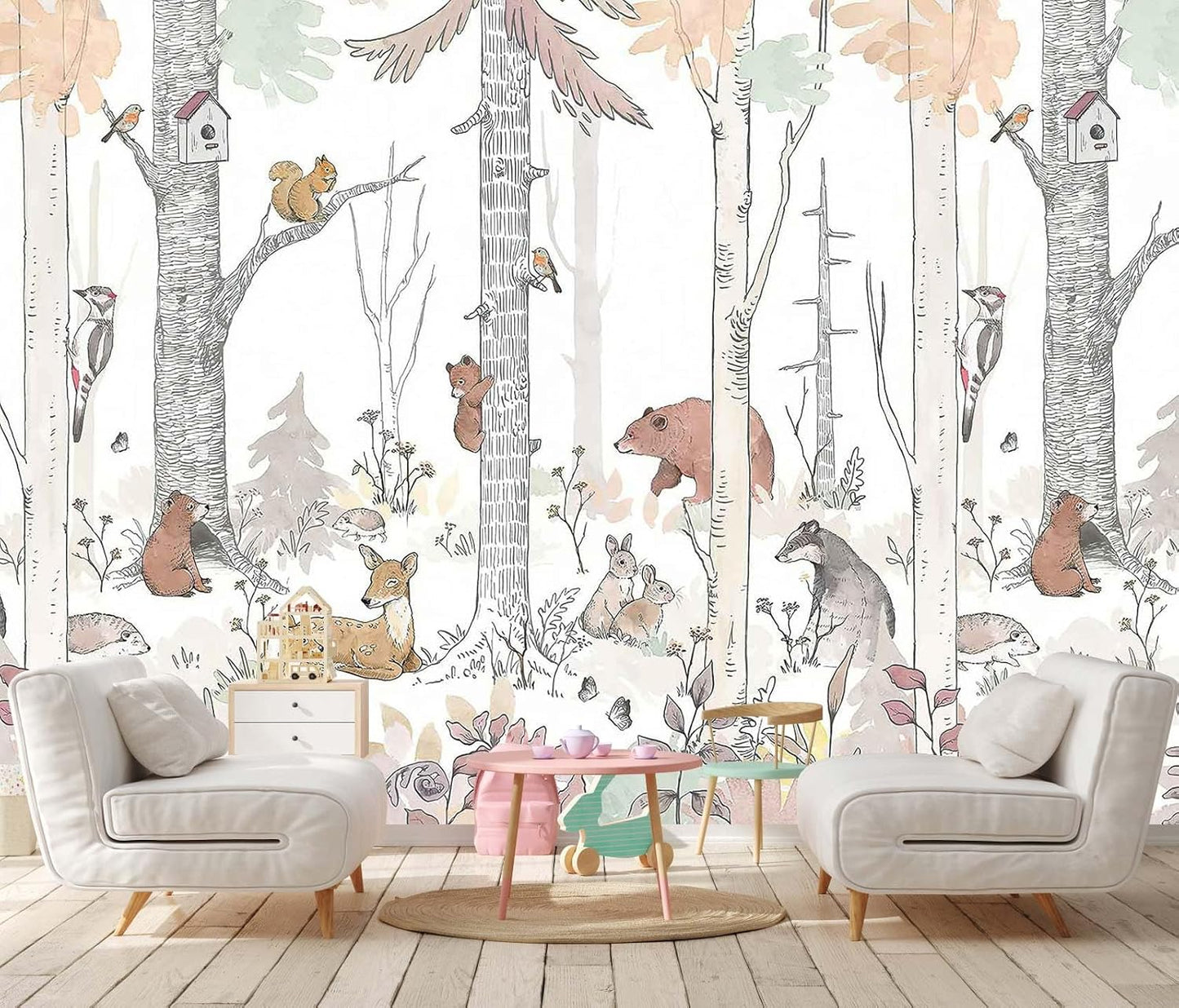 Tropical Plant Forest Wallpaper Mural Animals and Flowers Jungle Landscape Wall Mural for Bedroom Living Room Bathroom