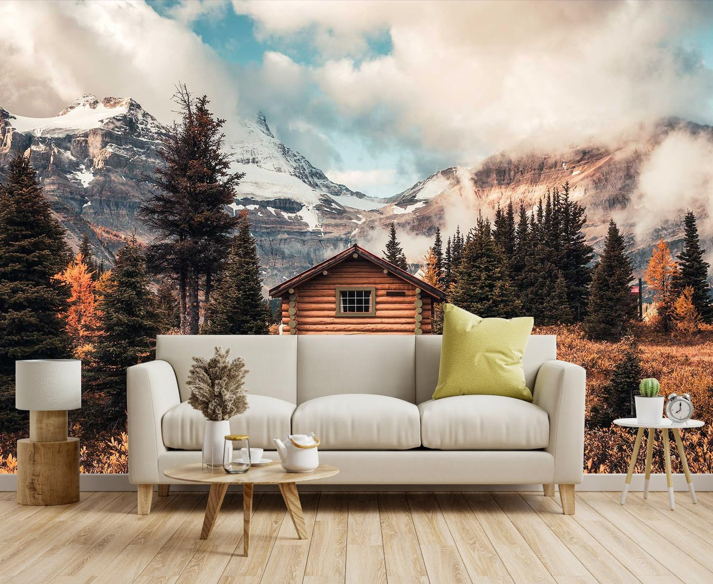 Hazy Forest Wall Mural, Abstract Nature Landscape Wallpaper, Background Wall Decoration Patterns（Non-self-Adhesive）