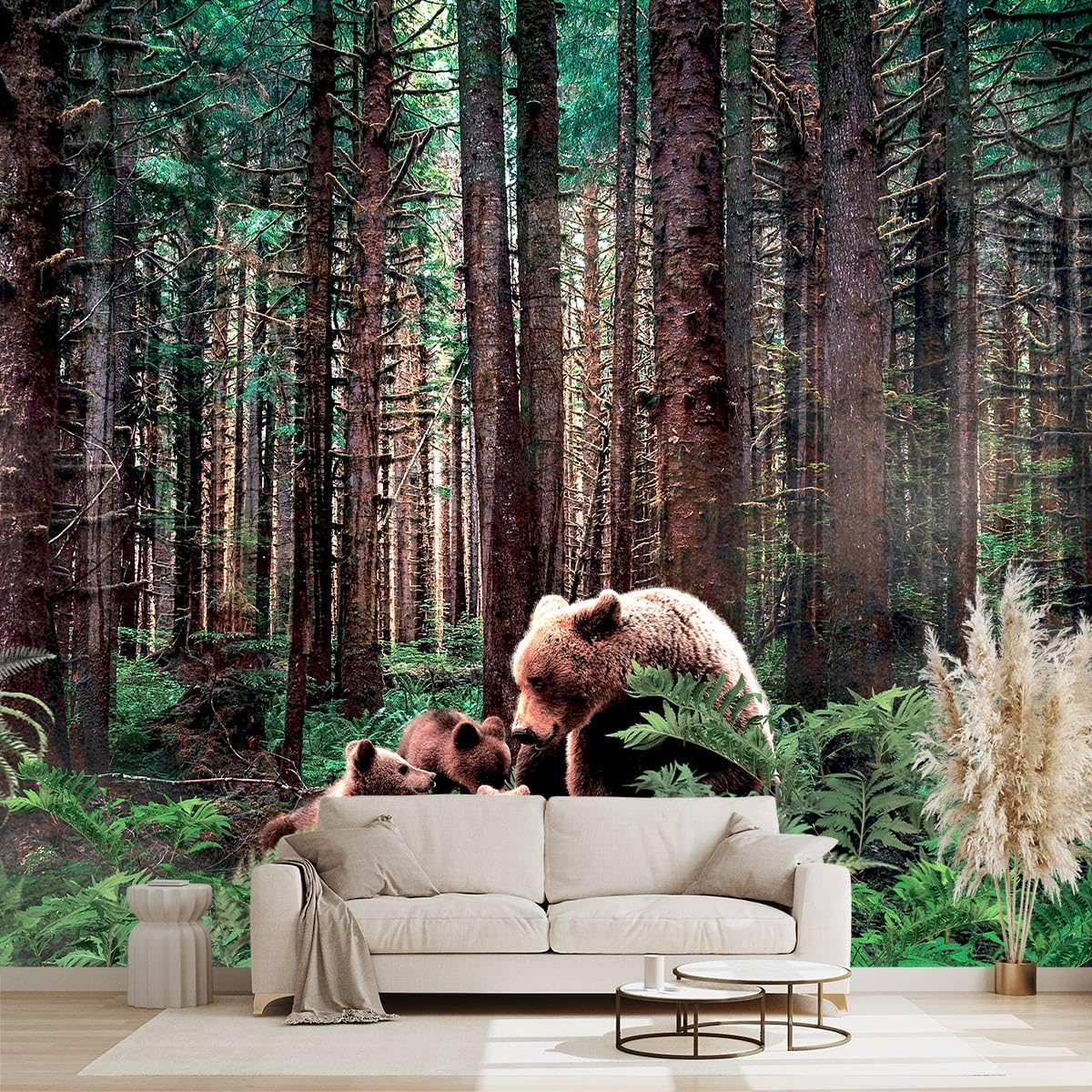 Golden Botanical Leaf wallpeper Living Room Bedroom Wall Mural - 137"x96"（Not Peel and Stick）