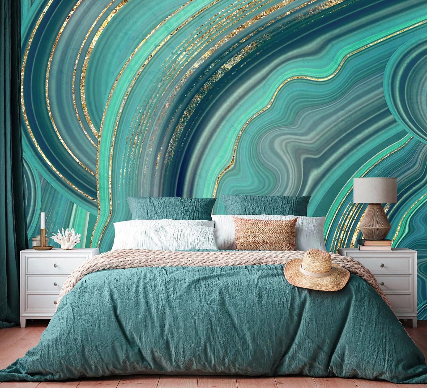 Floral Wallpaper Blue and White Peony Rose Mural Wallpaper for Bedroom Living Room Bathroom Office(Not Peel 'n Stick)