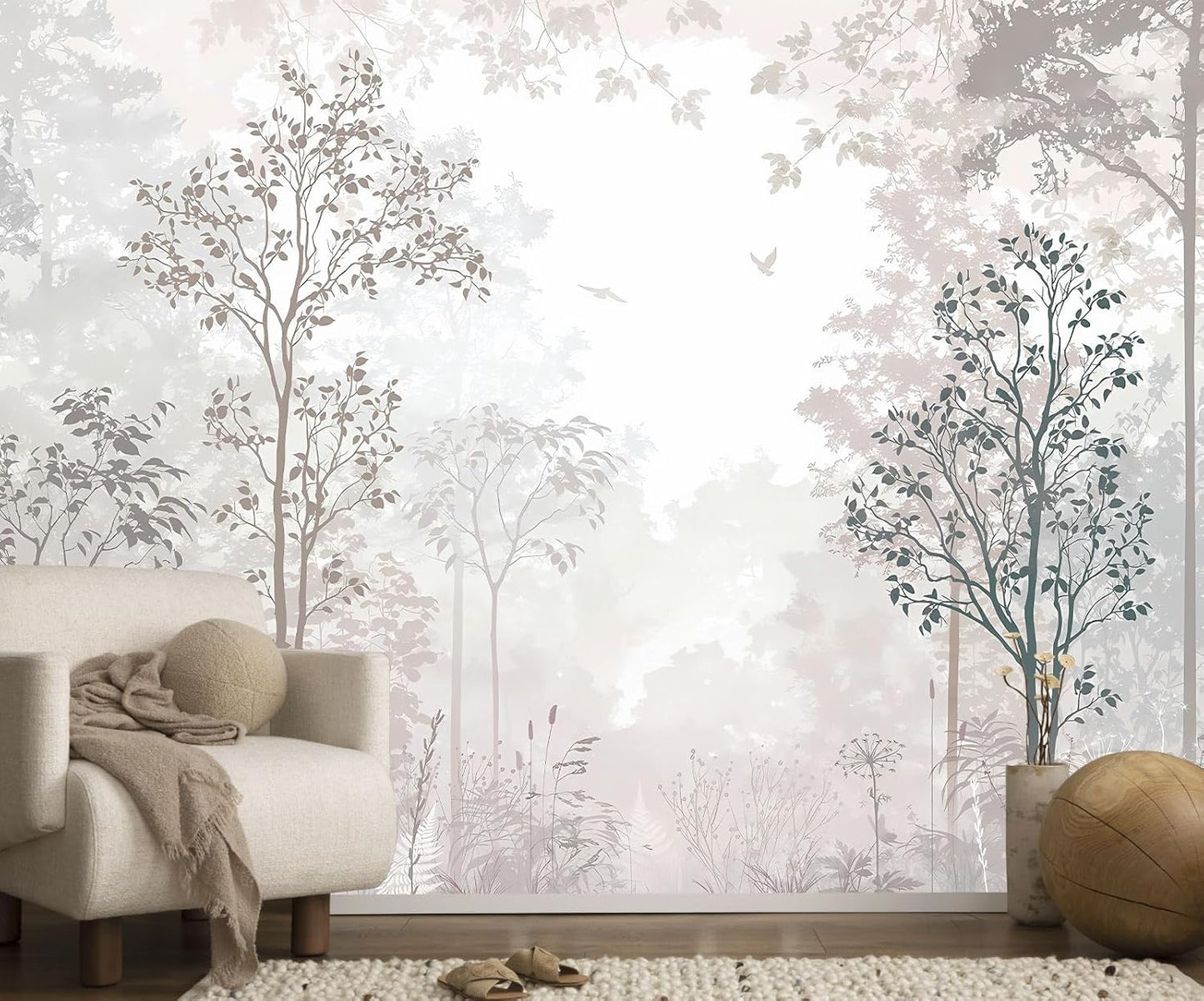 Forest Fabric Mural Wallpaper for Living Room Bedroom Dining Room(Not Self-Adhesive)