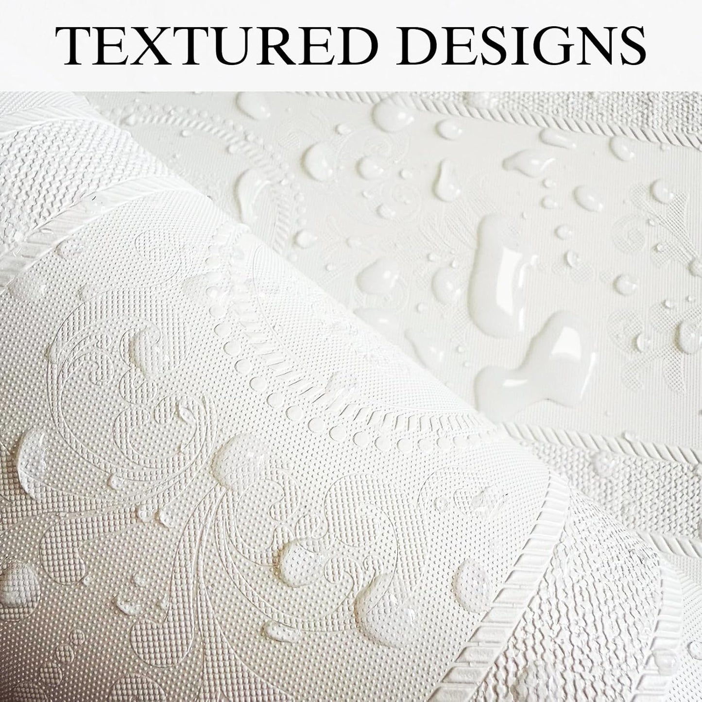 Wallpaper Peel and Stick Textured,3D Embossed Wall Paper Stick on Wallpaper Modern Waterproof Self Adhesive Contact Paper(17.3" x 400",White)