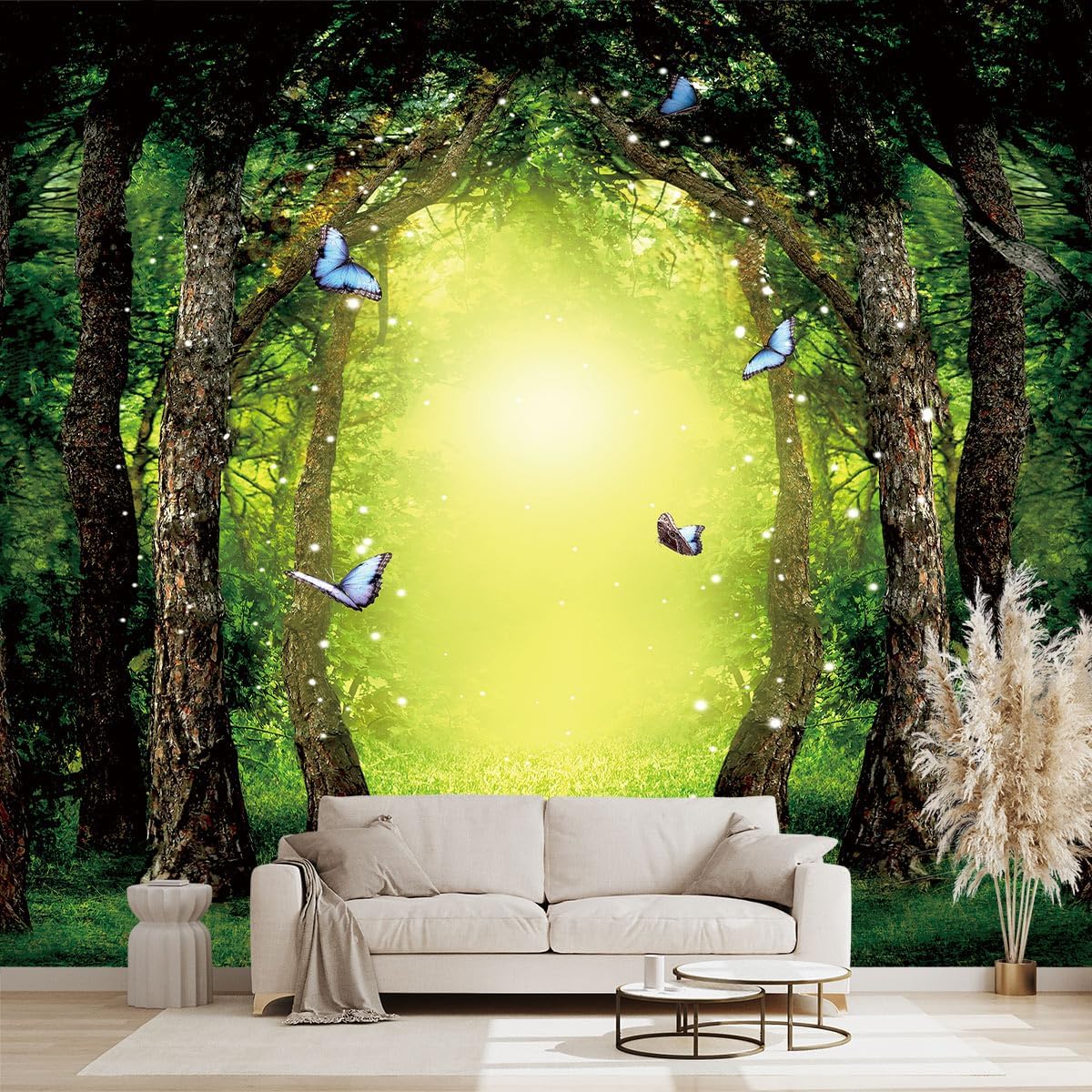 Golden Botanical Leaf wallpeper Living Room Bedroom Wall Mural - 137"x96"（Not Peel and Stick）
