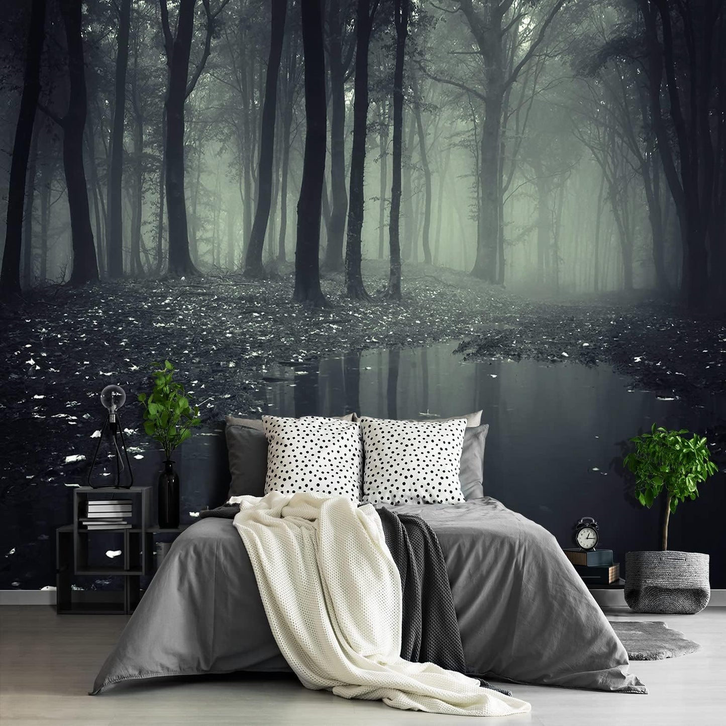 Nature Forest Tree Mural Woodland Landscape Backgrounds Cottage Jungle Wallpaper Extra Large Wall murals for Bedroom Living Room（not Peel and Stick）- 108“x 75"