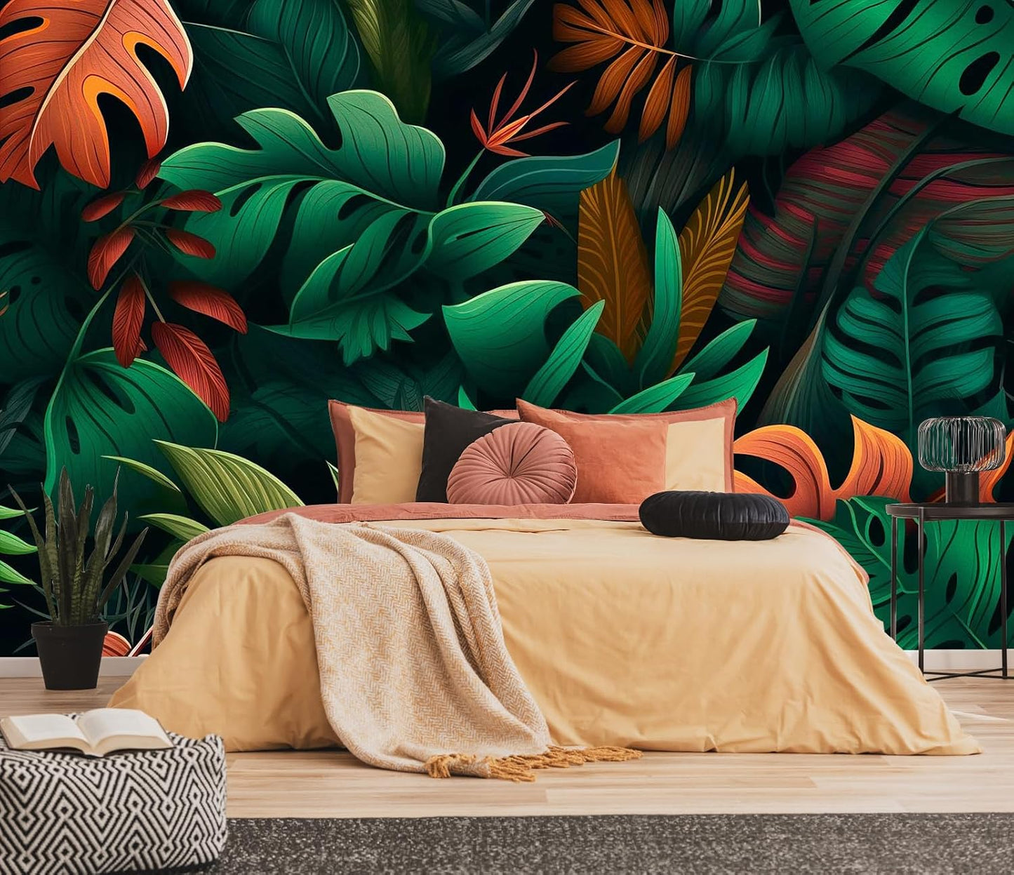 Hazy Forest Wall Mural, Abstract Nature Landscape Wallpaper, Background Wall Decoration Patterns（Non-self-Adhesive）