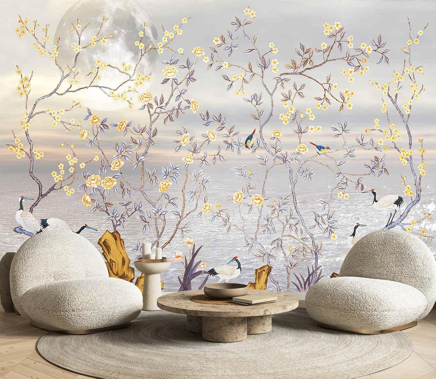 Tropical Plant Forest Wallpaper Mural Animals and Flowers Jungle Landscape Wall Mural for Bedroom Living Room Bathroom