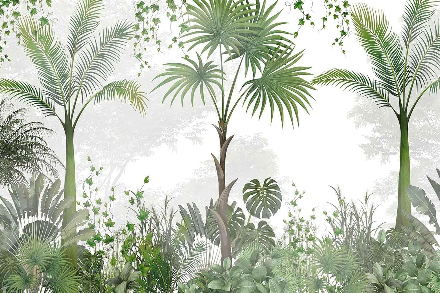 Hazy Forest Wall Mural, Abstract Nature Landscape Wallpaper, Background Wall Decoration Patterns（Non-self-Adhesive）