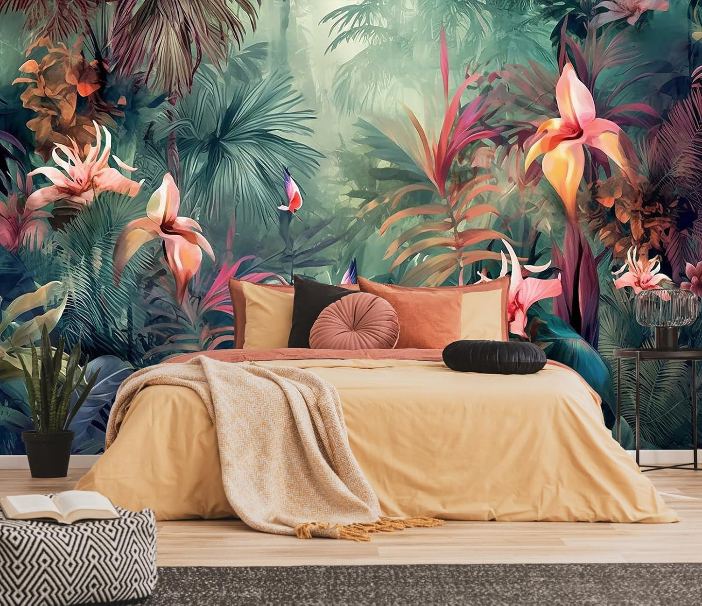 Hazy Forest Wall Mural, Abstract Nature Landscape Wallpaper, Background Wall Decoration Patterns（Non-self-Adhesive）