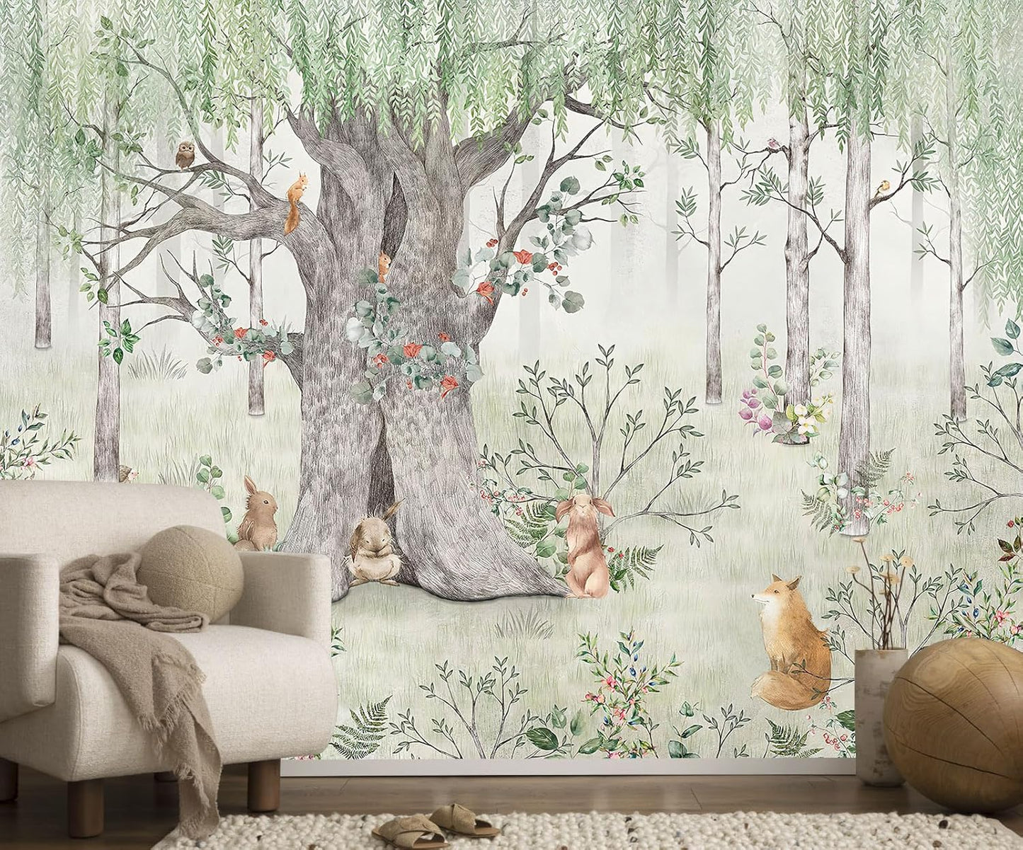 Forest Fabric Mural Wallpaper for Living Room Bedroom Dining Room(Not Self-Adhesive)