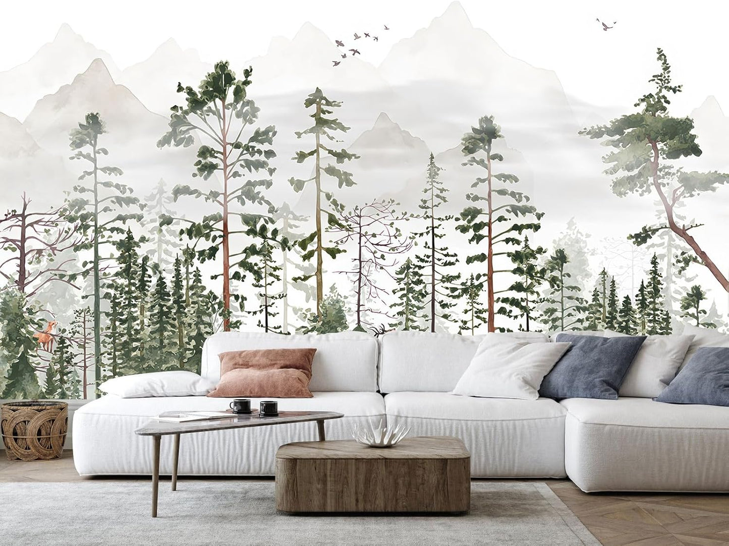 Forest Fabric Mural Wallpaper for Living Room Bedroom Dining Room(Not Self-Adhesive)