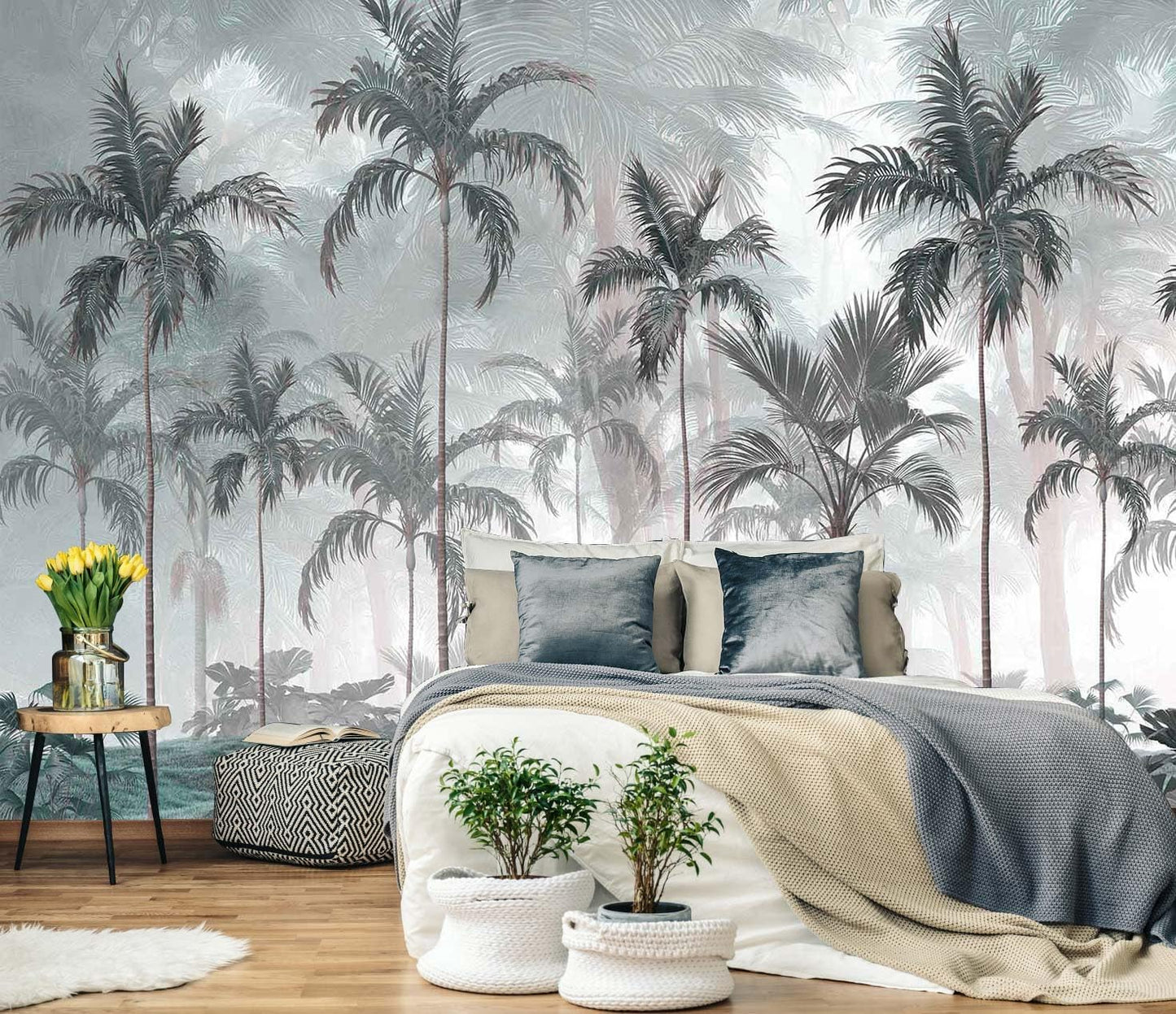 Tropical Plant Forest Wallpaper Mural Animals and Flowers Jungle Landscape Wall Mural for Bedroom Living Room Bathroom