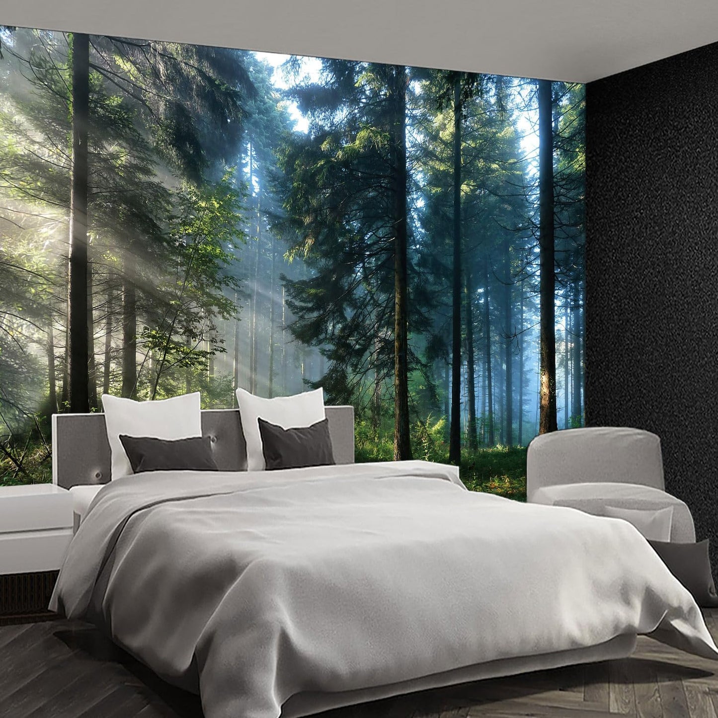 Nature Forest Tree Mural Woodland Landscape Backgrounds Cottage Jungle Wallpaper Extra Large Wall murals for Bedroom Living Room（not Peel and Stick）- 108“x 75"