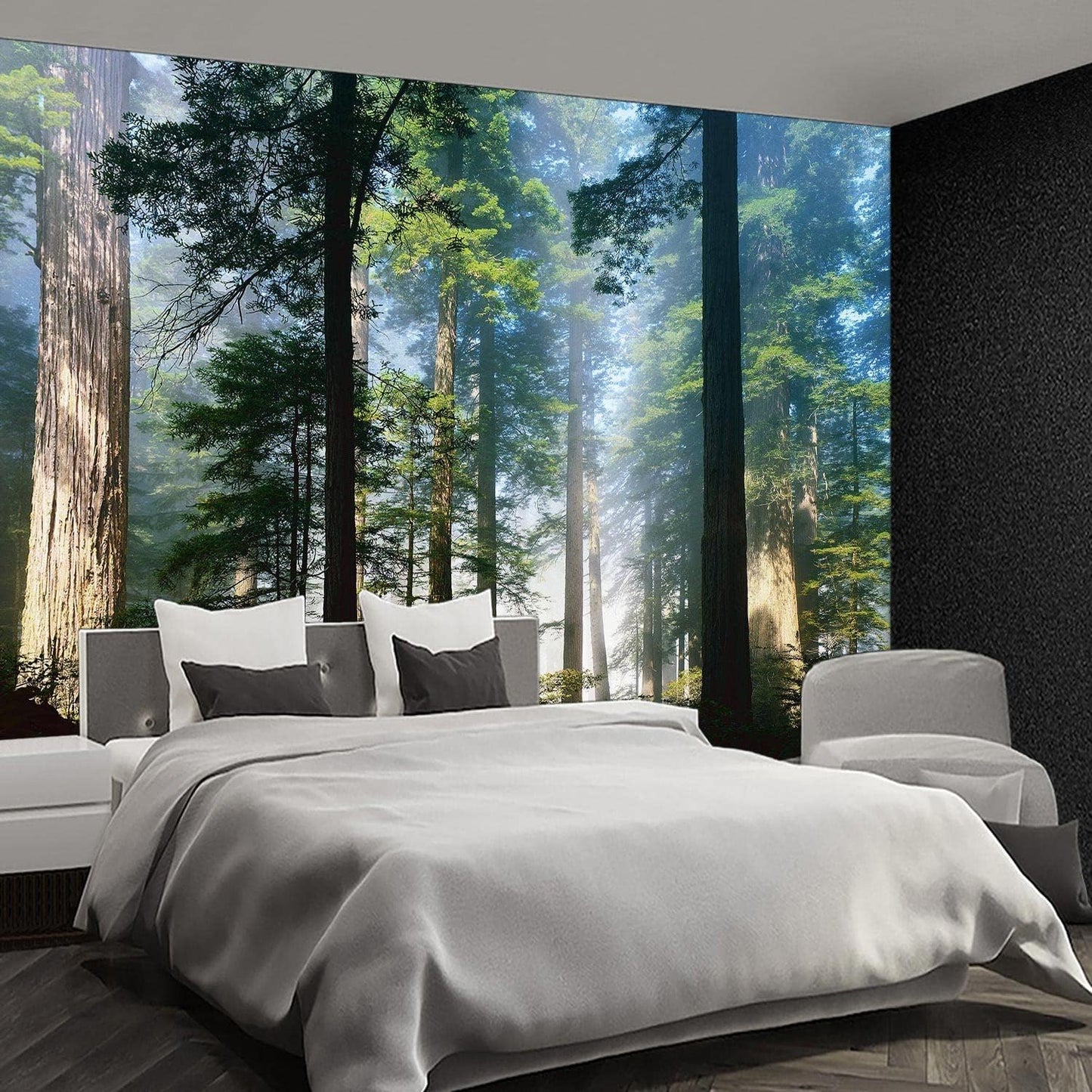 Nature Forest Tree Mural Woodland Landscape Backgrounds Cottage Jungle Wallpaper Extra Large Wall murals for Bedroom Living Room（not Peel and Stick）- 108“x 75"