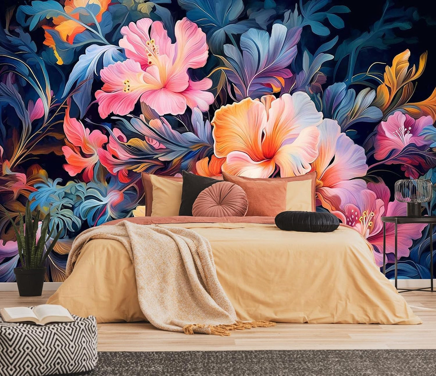 Hazy Forest Wall Mural, Abstract Nature Landscape Wallpaper, Background Wall Decoration Patterns（Non-self-Adhesive）