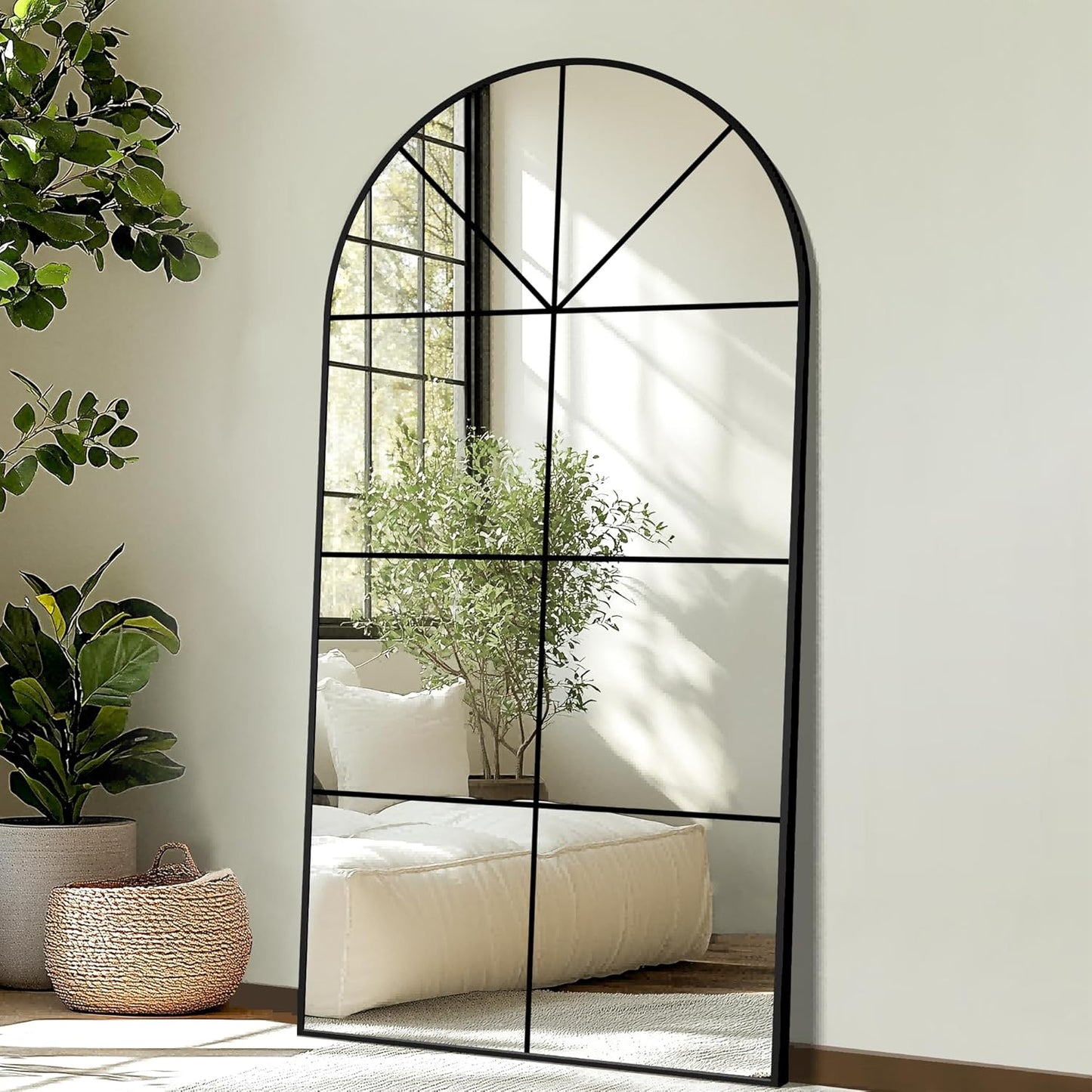 Large Full Length Floor Mirror for Bedroom, Living Room, Hallway - 28"X55" Window Pane Mirror Decorative Wall Art