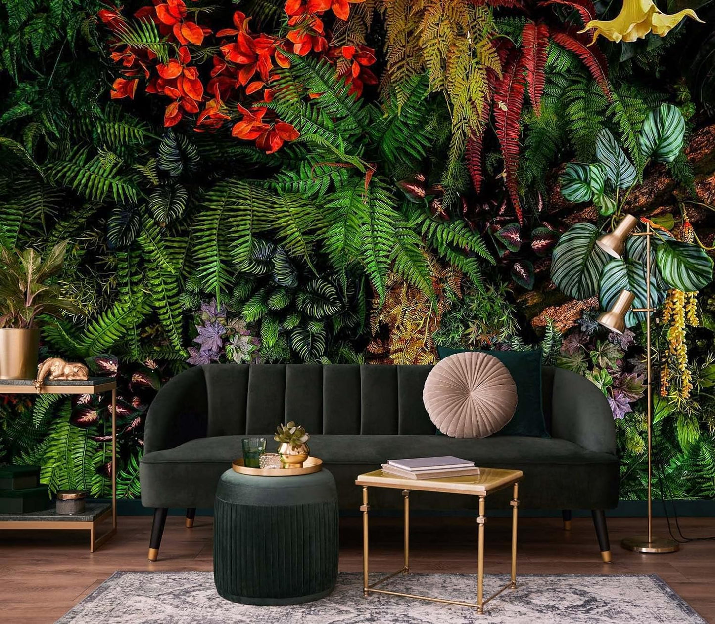 Tropical Plant Forest Wallpaper Mural Animals and Flowers Jungle Landscape Wall Mural for Bedroom Living Room Bathroom