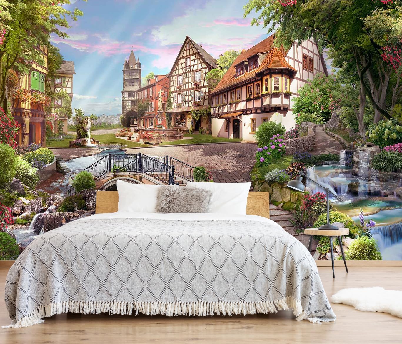 Hazy Forest Wall Mural, Abstract Nature Landscape Wallpaper, Background Wall Decoration Patterns（Non-self-Adhesive）