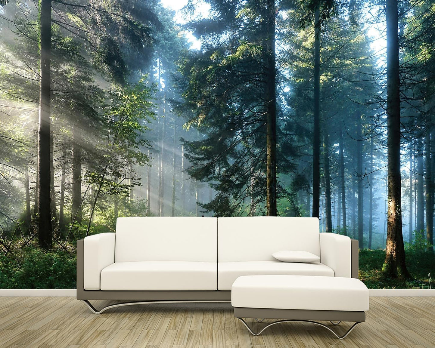 Nature Forest Tree Mural Woodland Landscape Backgrounds Cottage Jungle Wallpaper Extra Large Wall murals for Bedroom Living Room（not Peel and Stick）- 108“x 75"