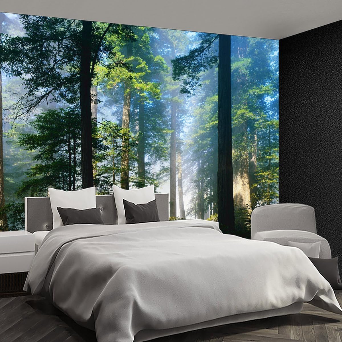 Nature Forest Tree Mural Woodland Landscape Backgrounds Cottage Jungle Wallpaper Extra Large Wall murals for Bedroom Living Room（not Peel and Stick）- 108“x 75"