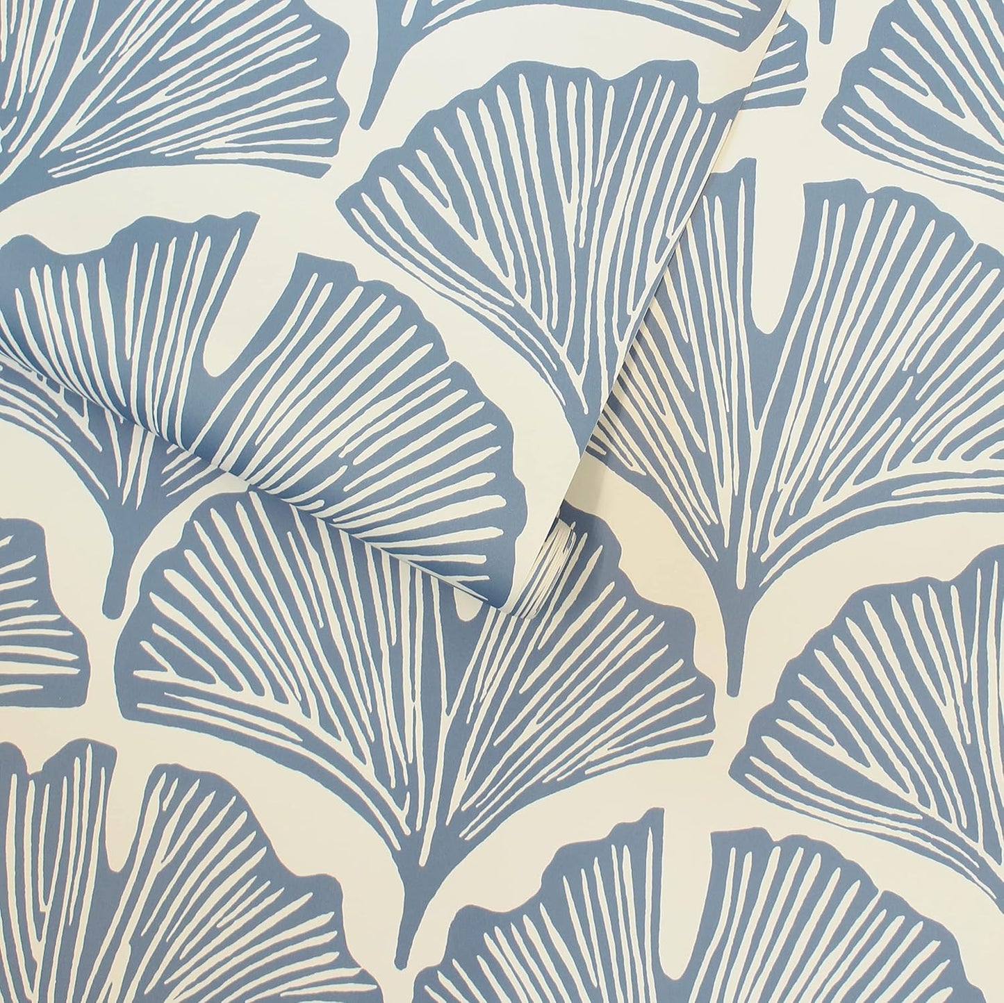Tempaper x Novogratz Waverly Blue Feather Palm Removable Peel and Stick Wallpaper, 20.5 in X 16.5 ft, Made in The USA