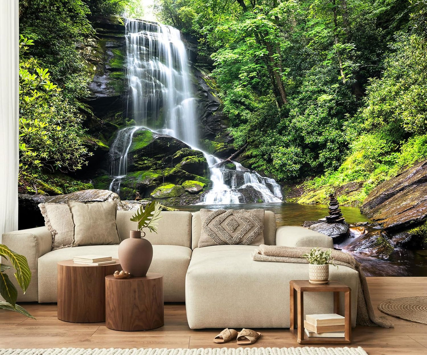 Forest Fabric Mural Wallpaper for Living Room Bedroom Dining Room(Not Self-Adhesive)