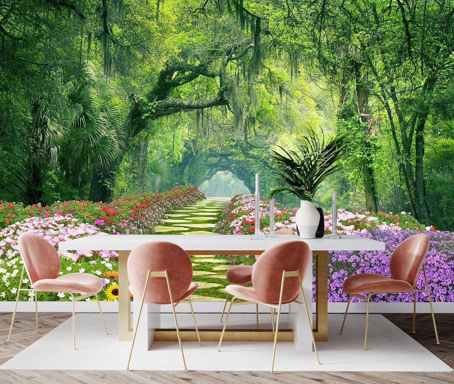 Hazy Forest Wall Mural, Abstract Nature Landscape Wallpaper, Background Wall Decoration Patterns（Non-self-Adhesive）