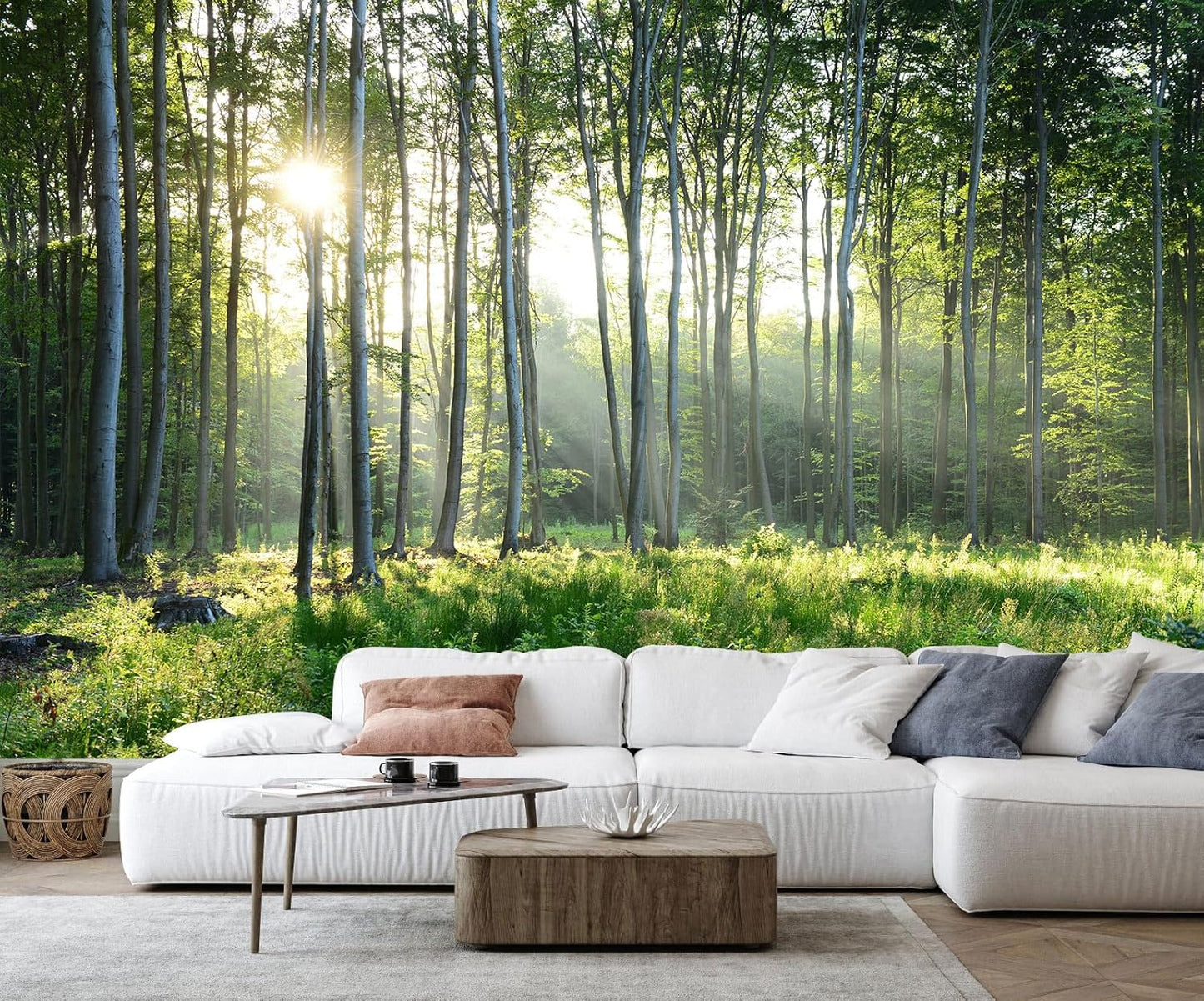 Forest Fabric Mural Wallpaper for Living Room Bedroom Dining Room(Not Self-Adhesive)